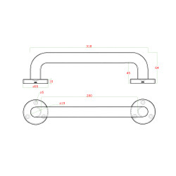 Madlo 318 x 64 mm, brúsená nerez AISI 304 Madlo 318 x 64 mm, brúsená nerez AISI 304